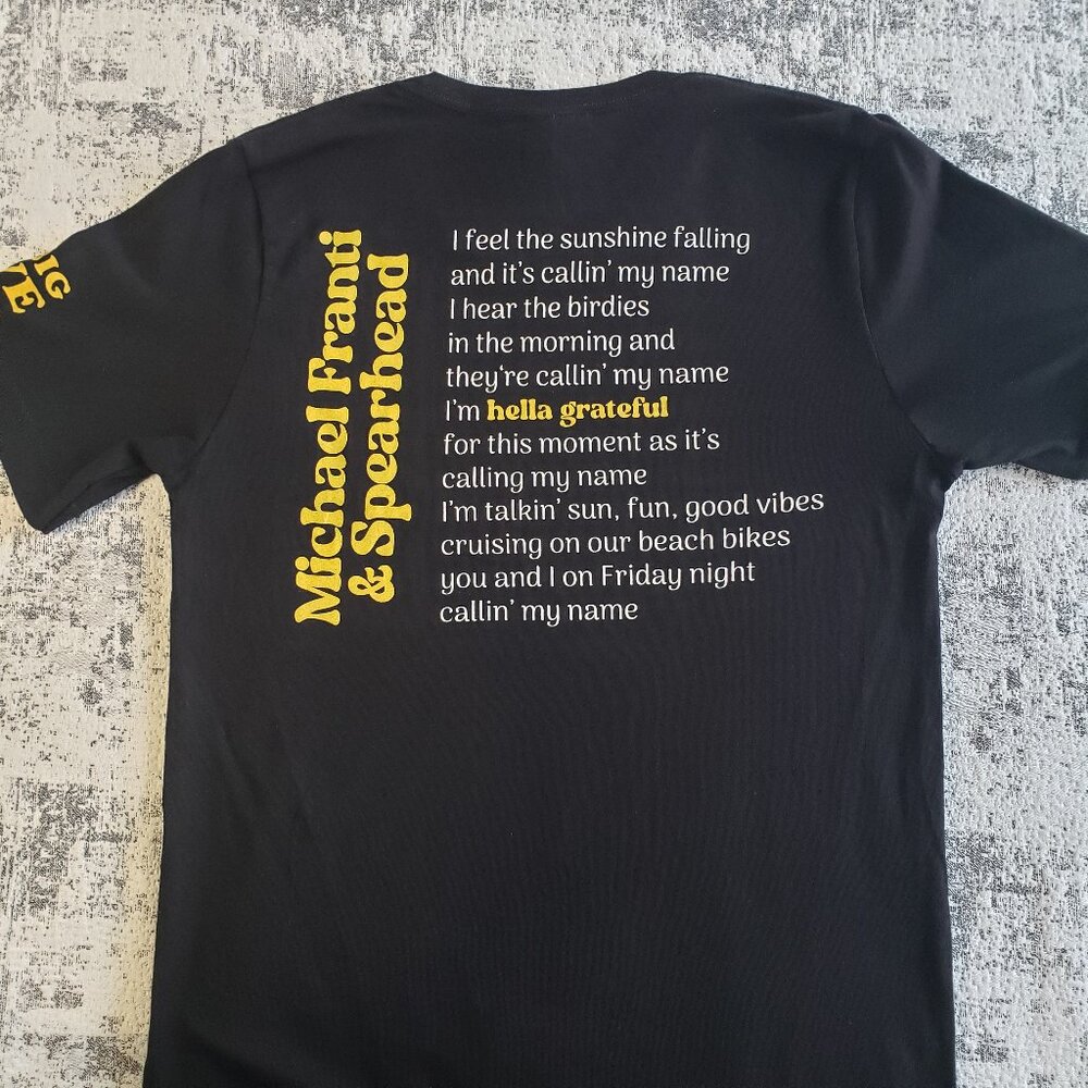 Hella Grateful Michael Franti + Spearhead Black Yellow Band Tshirt
